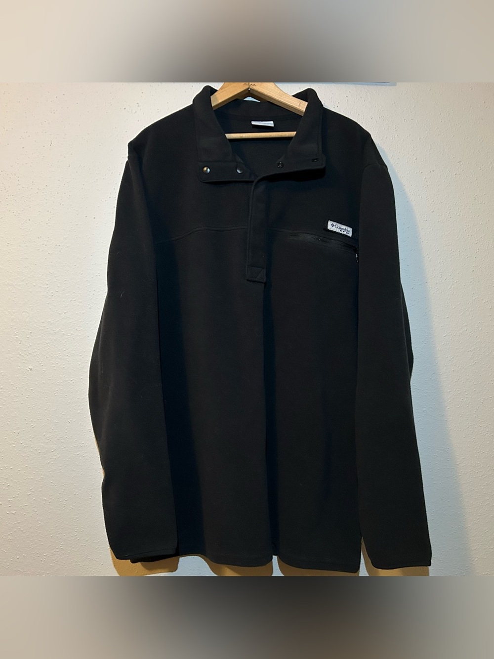 Columbia PFG Black Snap-Button Fleece Pullover Jacket - Men's Size XL